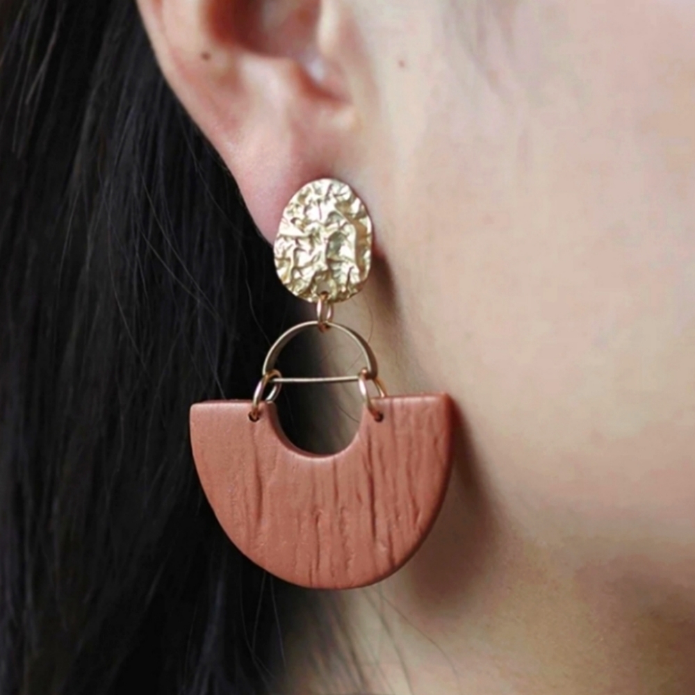 Erica Polymer Clay Earrings - Copper